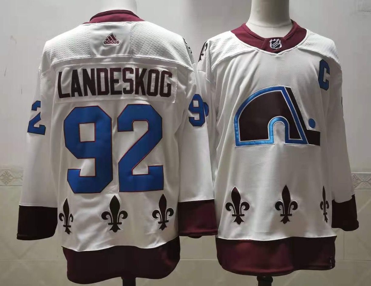 Men Colorado Avalanche #92 Landeskog White Authentic Stitched 2020 Adidias NHL Jersey